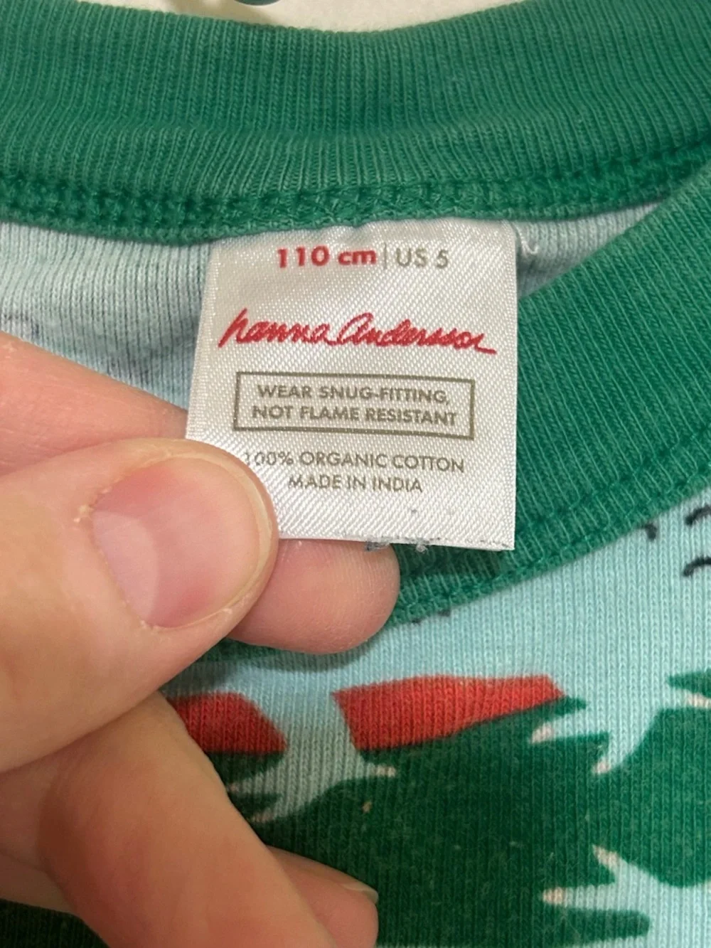 Hanna Andersson Long John Pajama Set in Green Crocodile Smile Size 5 - Picture 3 of 6